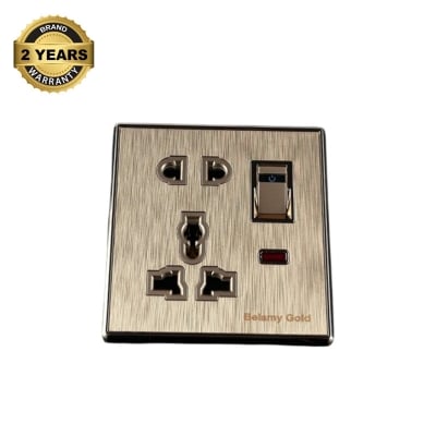 Picture of Belamy Golden Multi 5 pin Socket With Switch | BE-141-SW-Gold