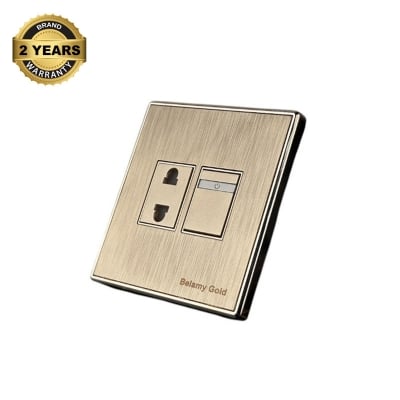 Picture of Belamy Golden 2 PIN Socket with Switch| BE-137-SW-Gold