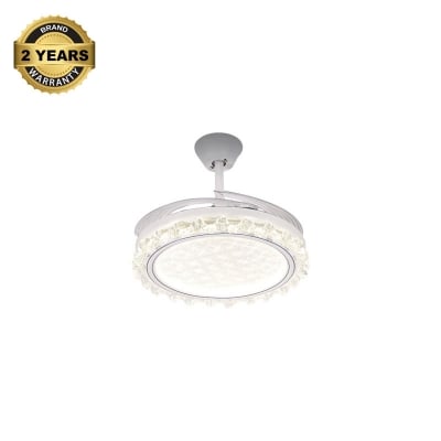 Picture of Qulik 48" Modren Chandelier Retractable Invisible Blade Silent 3 Color Change LED Remote Ceiling Fan (White) | Q-K6359-White
