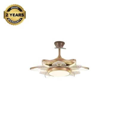 Picture of Qulik 48" Modern Chandelier Retractable Invisible Blade Silent 3 Color Change LED Remote Ceiling Fan (Golden) | Q-K6334-Golden