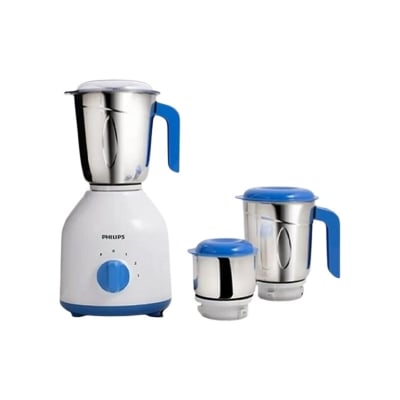 Picture of PHILIPS Mixer Grinder with 3 Jars, 600 Watt - HL7555/00 (Celestial Blue/ Bright white) PH-1016-MG and Free Delivery-White