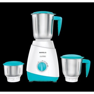 Picture of HAVELLS ASPRO 600 W MIXER GRINDER 3SSJar White- Light Blue H-1083-MG-Red