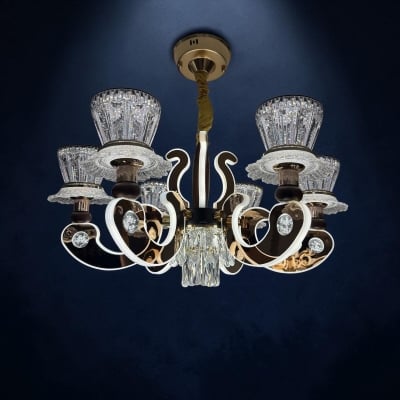 Picture of Qulik Modern Candle Crystal Chandelier Decoration Pendant Hanging Single layer 3 color LED Ceiling Light (QL-LD205-6)-Gold