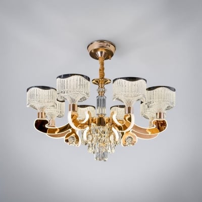 Picture of Qulik Modern Candle Crystal Chandelier Decoration Pendant Hanging Single layer 3 color LED Ceiling Light (QL-LD202-8)-Gold