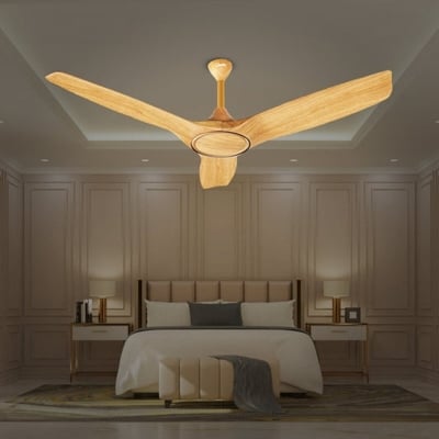 Picture of Qulik Aerovane 52" Modern Decorative Silent ABS Blade Remote Ceiling Fan (LIGHT WOOD) Q-6572-LW