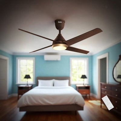 Picture of Qulik Alpha Edge 4B 53"- Decorative Energy Saving BLDC Remote Control Ceiling Fan (Dark Wood) | Q-6576-DW-UL | Free Delivery