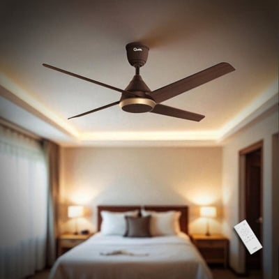 Picture of Qulik Alpha Edge 4B 53"- Decorative Energy Saving BLDC Remote Control Ceiling Fan (Dark Wood) | Q-6576-DW | Free Delivery