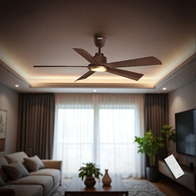 Picture of Qulik Quantom 56" Decorative Silent ABS Blade Remote Underlight Ceiling Fan (Dark Wood) | Q-6573-DW-UL | Free Delivery