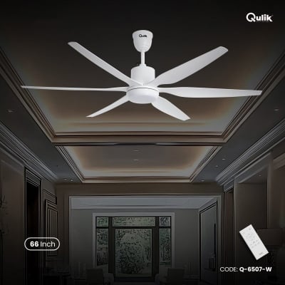 Picture of Qulik Silex 66"- Modern Decorative Silent ABS Blade Under Light With Remote Ceiling Fan (White) Q-6507-W Free Delivery