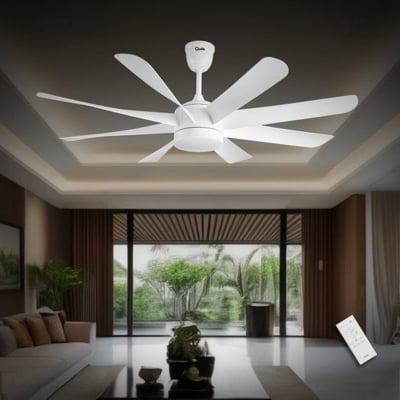 Picture of Qulik Helix UL 60"- Modern Decorative Silent ABS Blade Under Light With Remote Ceiling Fan (White) Q-6522-W | Free Delivery