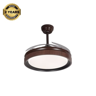 Picture of Qulik 48" Modern Chandelier Retractable Invisible Blade Silent 3 Color Change LED Remote Ceiling Fan (Wooden) | Q-K6366