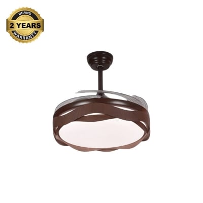 Picture of Qulik 48" Modern Chandelier Retractable Invisible Blade Silent 3 Color Change LED Remote Ceiling Fan (Wooden) | Q-K6367
