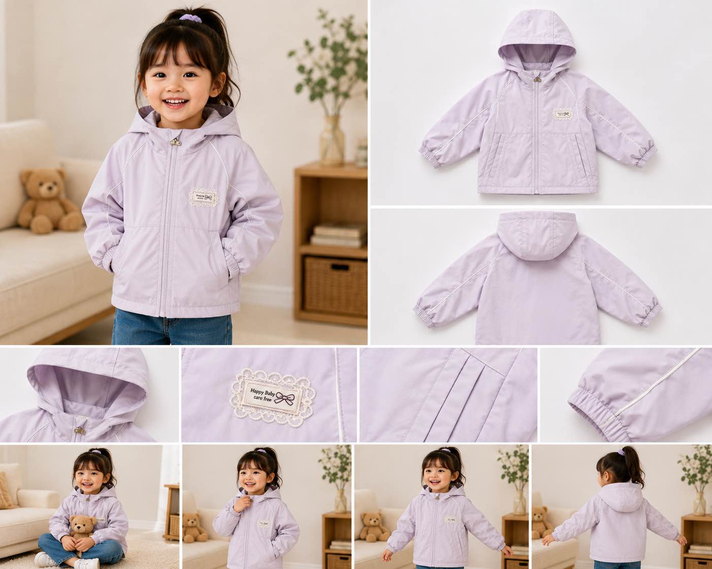 Picture of Girls’ Winter Hooded Jacket – Lavender | 2–6 Years-Violet