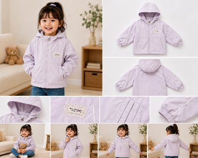 Picture of Girls’ Winter Hooded Jacket – Lavender | 2–6 Years-Violet