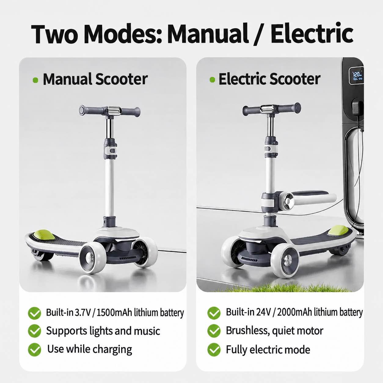 Picture of Children Electric Scooter for age 2-12 years full automatic transmission-Multicolor