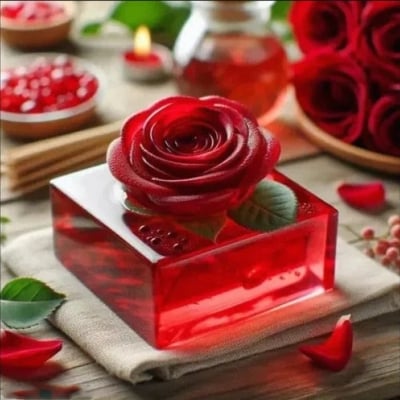 Picture of Rose Glycerine Soap Base 100 Grams for DIY Beauty And Bath Products