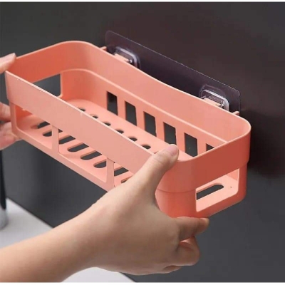 Picture of Bathroom Shelves Plastic Wall Mounted Kitchen and Bathroom Shelf Toothbrush Holder Multicolor Corner-White
