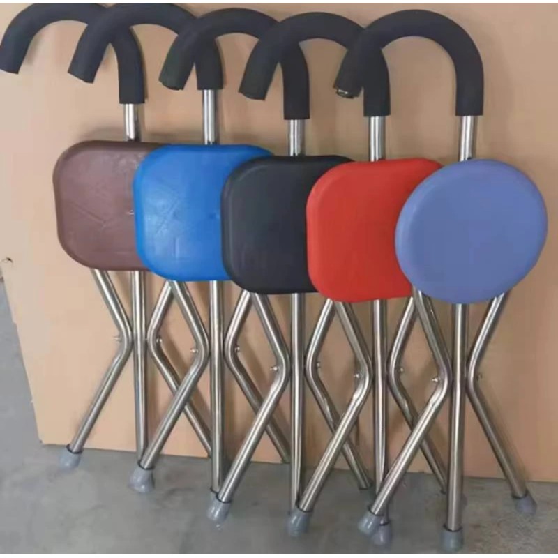 Picture of Old Man Crutch Chair Three Legs Fold Multifunction Seat multicolour.