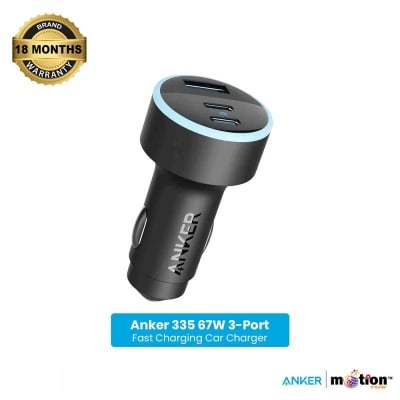 Picture of Anker 335 67W 3-Port Fast Charging Car Charger- Black-Black