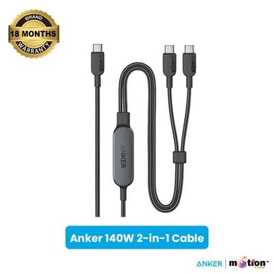 Picture of Anker 140W 2-in-1 USB-C to USB-C Cable-Black