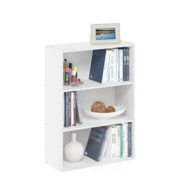 Picture of Furni Zone 3-Tier Bookshelf,Storage Shelves Bookcase,For Living Room, Bedroom, Home Office, Plain White
