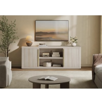 Picture of Furni Zone TV Stand For TVs Modern Media Console Center, Sideboard Buffet With Adjustable Open Shelf & 2 Storage Cabinet For Living Room, Bedroom,Beige