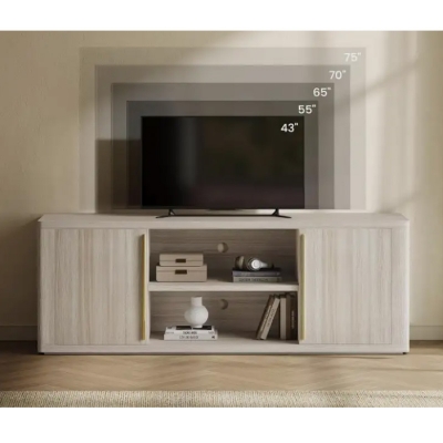 Picture of Furni Zone TV Stand For TVs Modern Media Console Center, Sideboard Buffet With Adjustable Open Shelf & 2 Storage Cabinet For Living Room, Bedroom,Beige