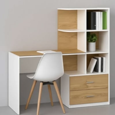 Picture of Furni Zone Minimalist Corner Study Table With Shelves