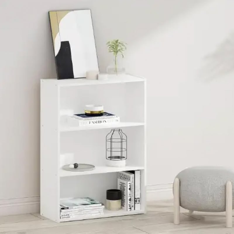 Picture of Furni Zone 3-Tier Bookshelf,Storage Shelves Bookcase,For Living Room, Bedroom, Home Office, Plain White