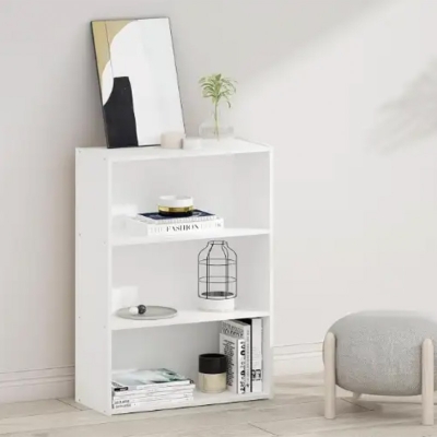 Picture of Furni Zone 3-Tier Bookshelf,Storage Shelves Bookcase,For Living Room, Bedroom, Home Office, Plain White