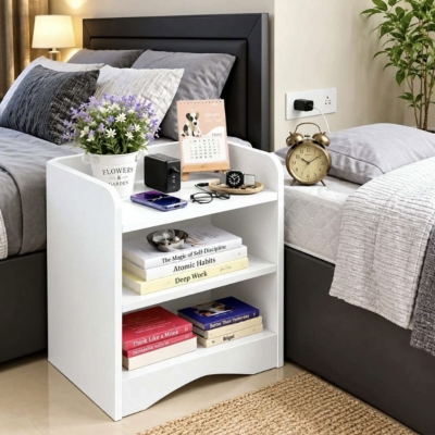 Picture of Furni Zone Crownista Bedside Table Finish Color -WHITE(Do-It-Yourself)