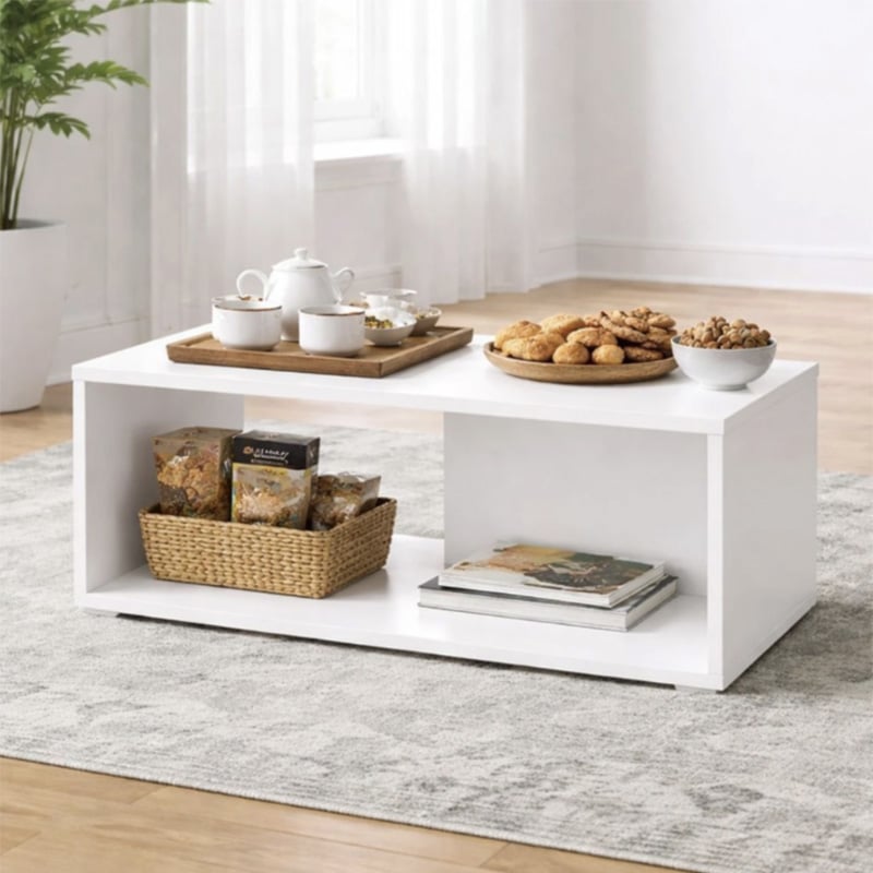 Picture of Furni Zone Perfect Homes Modern Coffee Table Center Table With Storage For Living Room Finish Color -White(Do-It-Yourself)