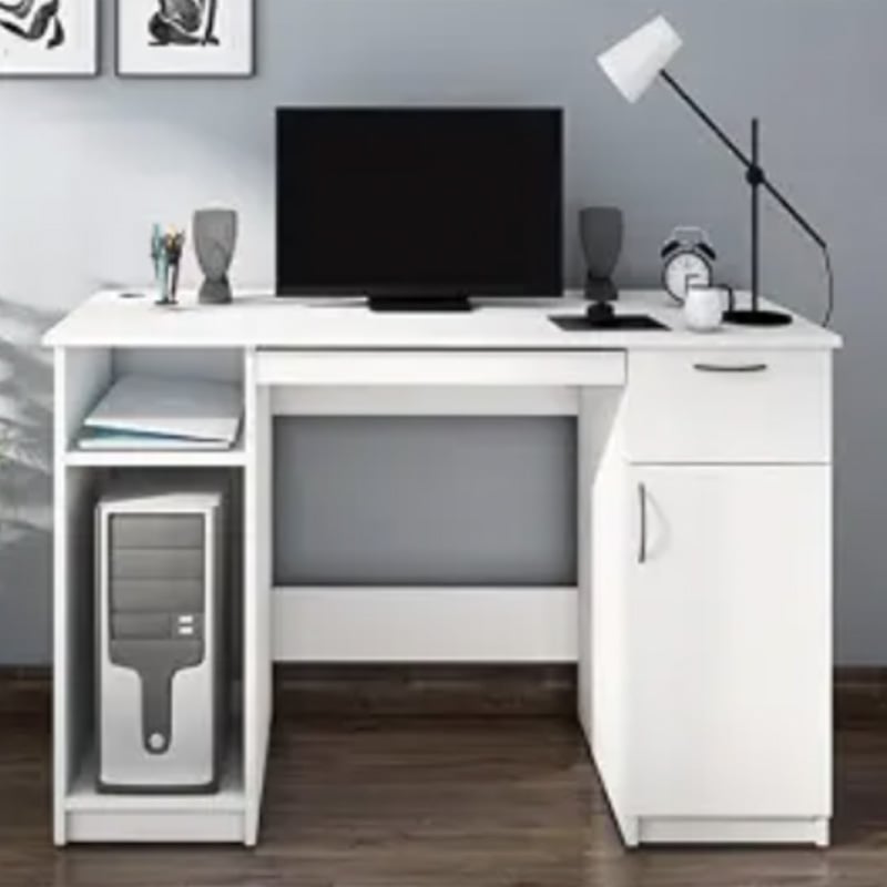 Picture of Furni Zone White Finish Study & Computer Table - Modern Office Desk For Home & Workspace