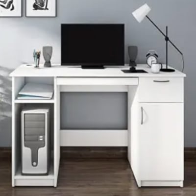 Picture of Furni Zone White Finish Study & Computer Table - Modern Office Desk For Home & Workspace