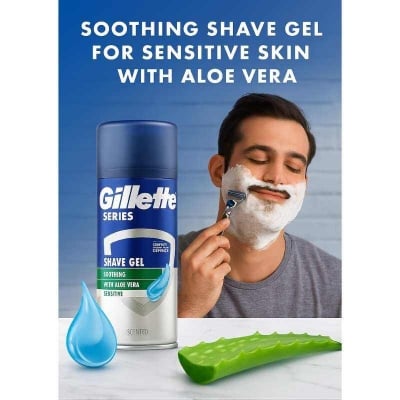 Picture of International UK product Gillette Series Soothing Shaving Gel with Aloe Vera Sensitive Skin - 200ml - Multicolor