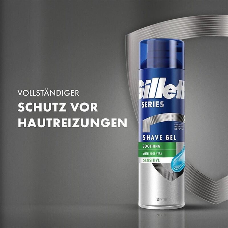 Picture of International UK product Gillette Series Soothing Shaving Gel with Aloe Vera Sensitive Skin - 200ml - Multicolor