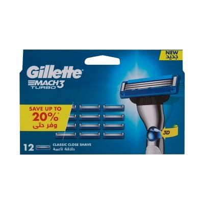 Picture of Gillette Mach 3 Turbo Razor Blades– pack contains 12 heads