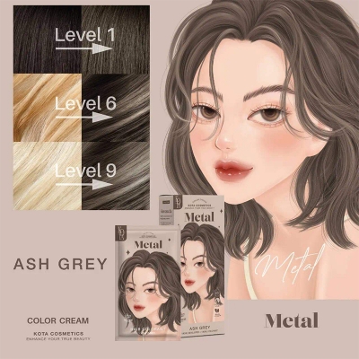 Picture of Kota Color Ash Grey Hair Dye Cream Professional Ammonia-Free Permanent Hair Coloring for Adults
