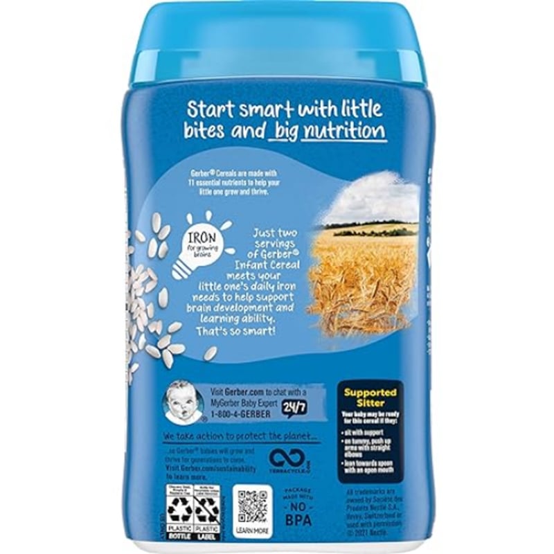 Picture of Gerber Cereal Foods Rice Cereal, Non-GMO, Gluten Free & No Artificial Flavors or Colors, Made with Essential Nutrients-227g uk
