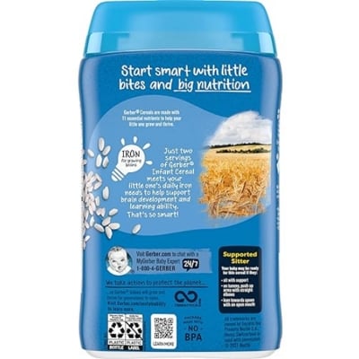 Picture of Gerber Cereal Foods Rice Cereal, Non-GMO, Gluten Free & No Artificial Flavors or Colors, Made with Essential Nutrients-227g uk