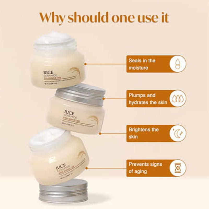 Picture of THE FACE SHOP Rice Ceramide Moisturizing Cream | Rich Moisturizer for Smooth & Glowing Skin |