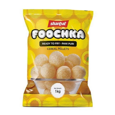 Picture of Extruded Unfried Snack Pellets PINKOO Oval Shaped 1kg, Ready to Fry Panipuri