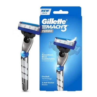 Picture of Gillette Mach 3 Turbo Shaving Razor for Men | Most Comfortable shave | Flexiball & Dynamic Pivot for Safe shave | Anti-Friction Blades & Lubricating Strip for smooth shave and sensitive skin