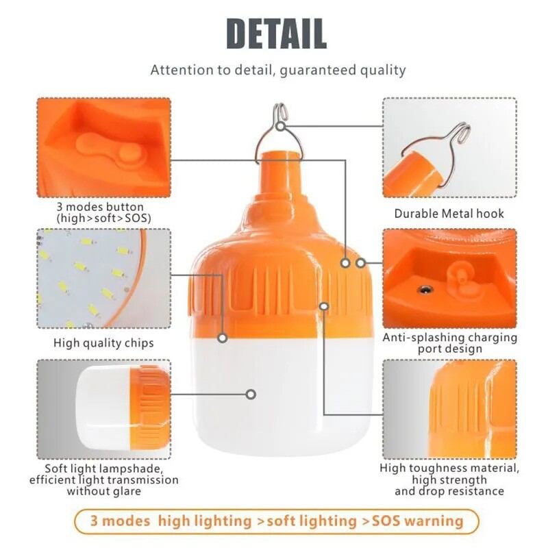 Picture of XingYun 40W USB Rechargeable LED Bulb – Can use everywhere -Emergency Camping Hook Light