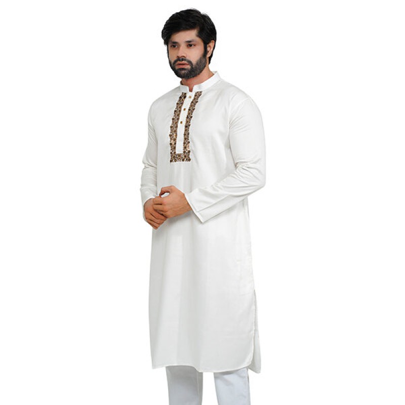 Picture of White panjabi for men new collection 2024 | Panjabi for men white