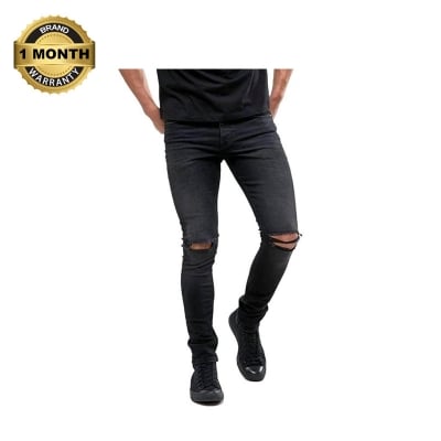 Picture of Black denim pant for men new collection 2024 | Export quality denim pant for men black