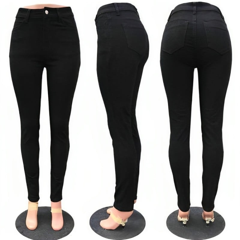 Picture of Black denim pant for women stylish | Export quality jeans pant for women black | Black jeans pant for ladies