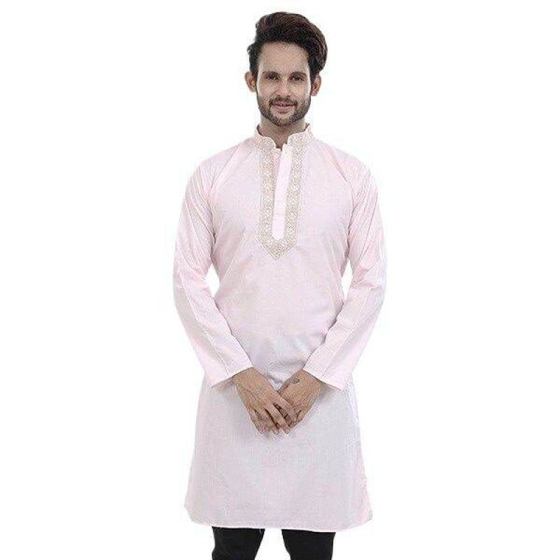 Picture of Pink panjabi for men new collection 2024 stylist | Cotton panjabi for men new collection 2024 | Panjabi for men pink | Low price panjabi for men low price | Printed casual panjabi collection