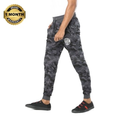 Picture of Light weight joggers pant for men stylish | Camo printed joggers for men | Sleeping joggers for men cotton | Ash and black color joggers for men summer