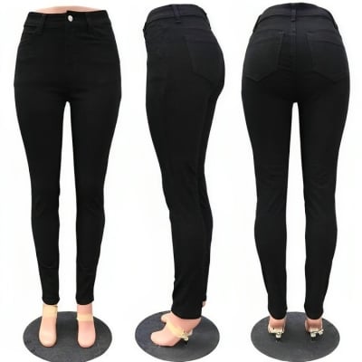 Picture of Black denim pant for women stylish | Export quality jeans pant for women black | Black jeans pant for ladies